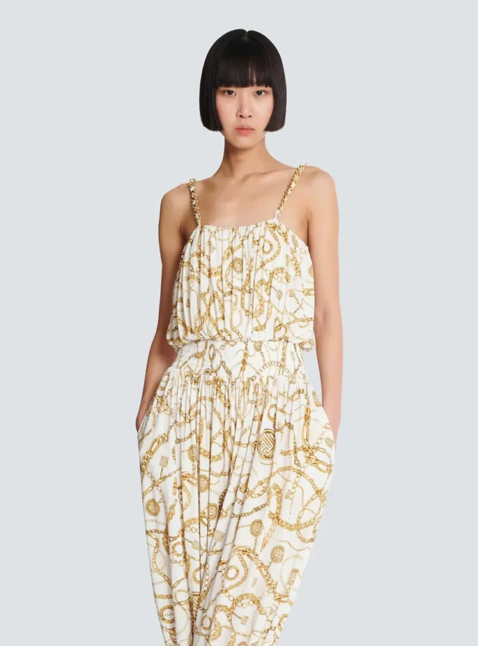 Fließender Jumpsuit mit Balmain-Kettenmuster