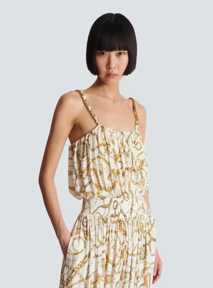 Fließender Jumpsuit mit Balmain-Kettenmuster