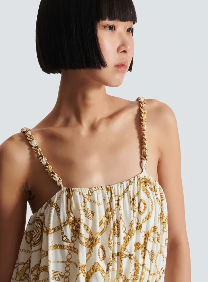 Fließender Jumpsuit mit Balmain-Kettenmuster
