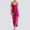 Fließendes, drapiertes Interlock-Jerseykleid Fließendes, drapiertes Interlock-Jerseykleid