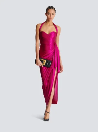 Fließendes, drapiertes Interlock-Jerseykleid
