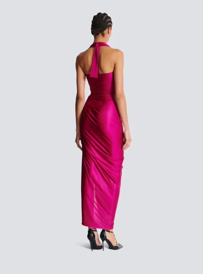 Fließendes, drapiertes Interlock-Jerseykleid Fließendes, drapiertes Interlock-Jerseykleid