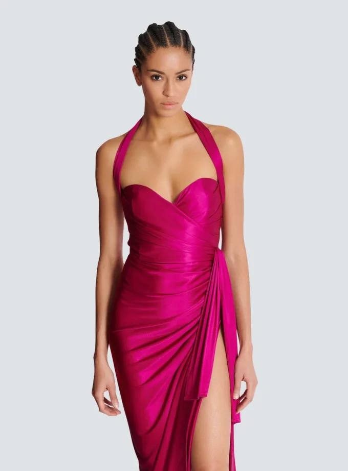 Fließendes, drapiertes Interlock-Jerseykleid Fließendes, drapiertes Interlock-Jerseykleid