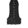 Fließendes Kleid aus Spitze und Federn Fließendes Kleid aus Spitze und Federn
