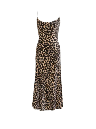 Fließendes Samtkleid mit Leopardenmuster