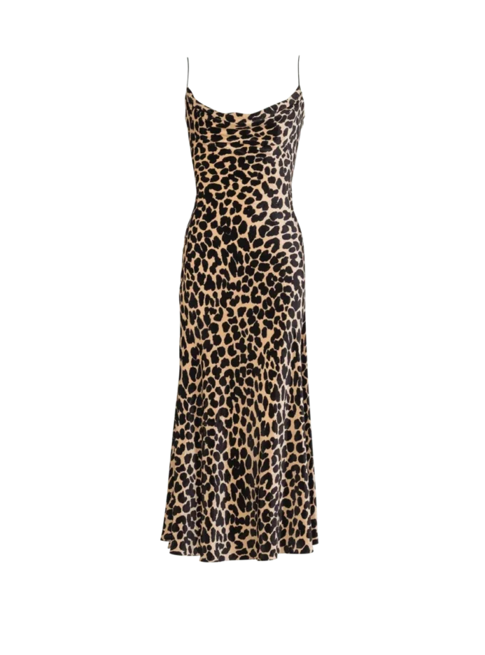 Fließendes Samtkleid mit Leopardenmuster Fließendes Samtkleid mit Leopardenmuster