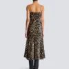 Fließendes Samtkleid mit Leopardenmuster Fließendes Samtkleid mit Leopardenmuster