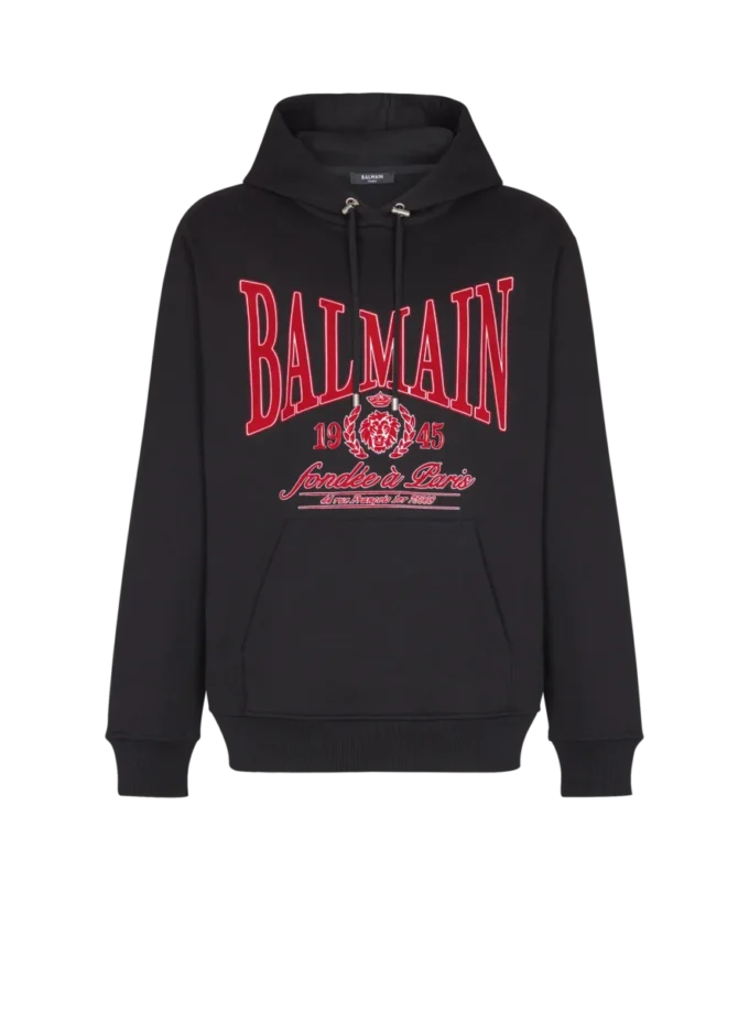 Flocked Balmain College Hoodie Flocked Balmain College Hoodie