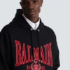 Flocked Balmain College Hoodie Flocked Balmain College Hoodie