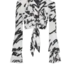 Geknotetes Crop-Shirt mit Rüschen und Liebesbrief-Print