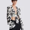 Geknotetes Crop-Shirt mit Rüschen und Liebesbrief-Print