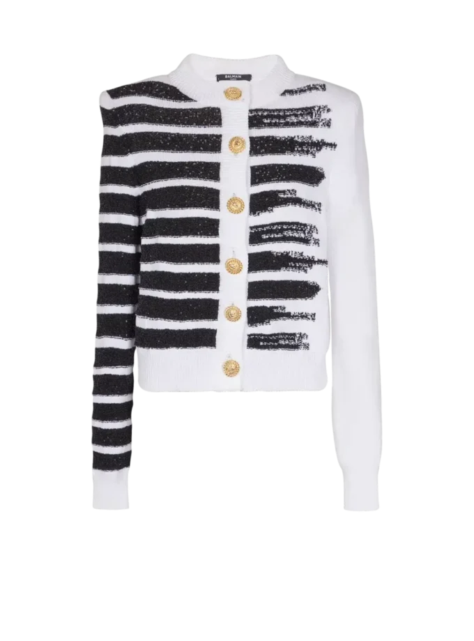 Geknöpfter Marinière-Cardigan Geknöpfter Marinière-Cardigan