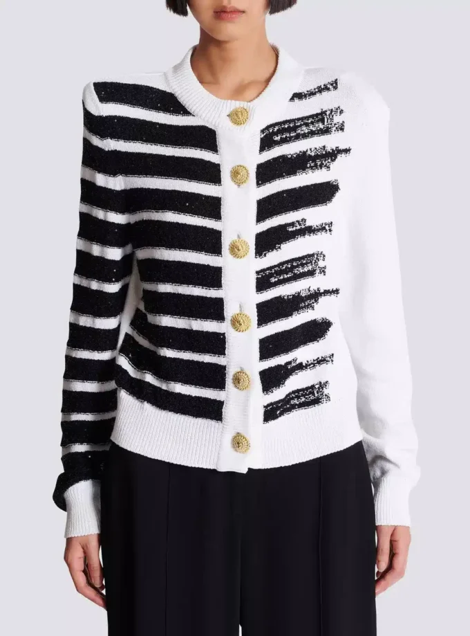 Geknöpfter Marinière-Cardigan Geknöpfter Marinière-Cardigan