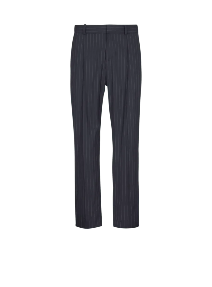 Gerade geschnittene Hose aus Nadelstreifenwolle Gerade geschnittene Hose aus Nadelstreifenwolle