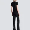 Gerade geschnittene Hose mit Grain-de-Poudre-Muster