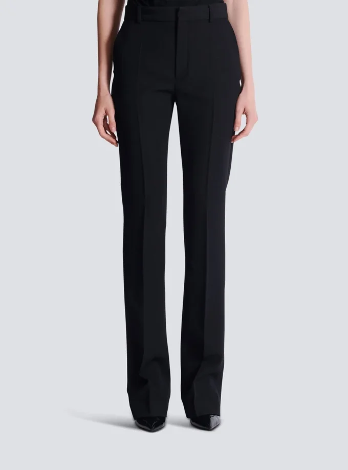 Gerade geschnittene Hose mit Grain-de-Poudre-Muster