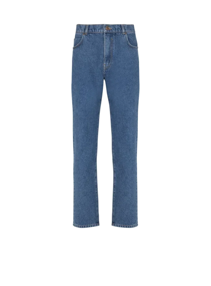 Gerade geschnittene Jeans aus blauem Denim Gerade geschnittene Jeans aus blauem Denim