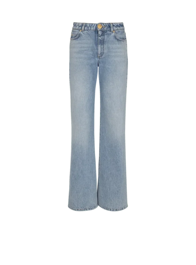 Gerade geschnittene Jeans aus verwaschenem Denim Gerade geschnittene Jeans aus verwaschenem Denim