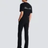 Gerade geschnittene Wollhose mit Kristallstickerei Gerade geschnittene Wollhose mit Kristallstickerei