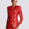 Gesteppte Lammlederjacke mit durchgehender Knopfleiste Gesteppte Lammlederjacke mit durchgehender Knopfleiste