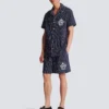 Gestreifte Pyjamashorts aus Popeline