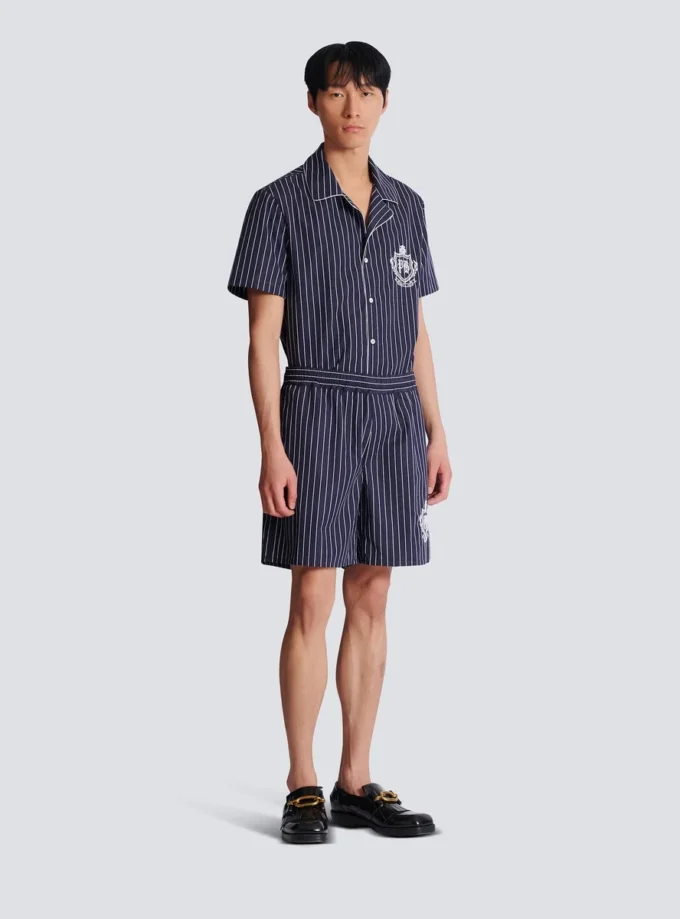 Gestreifte Pyjamashorts aus Popeline