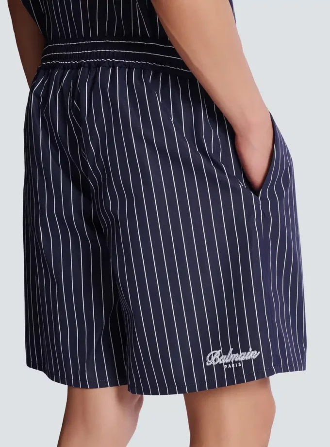 Gestreifte Pyjamashorts aus Popeline