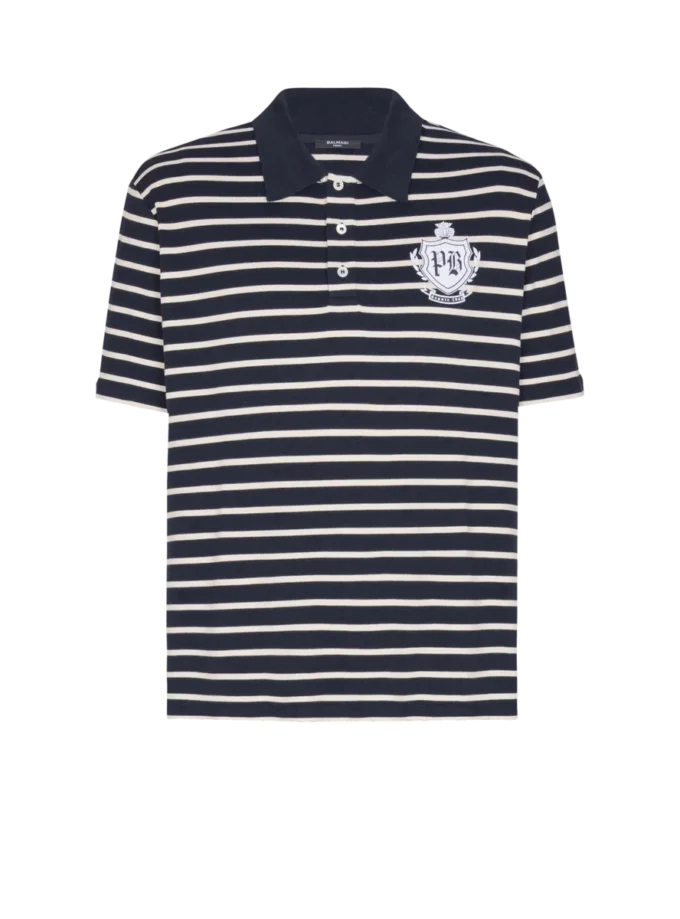 Gestreiftes Polohemd mit College-Emblem Gestreiftes Polohemd mit College-Emblem