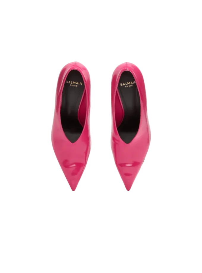 Glänzende Pumps aus Lammleder mit Keilabsatz