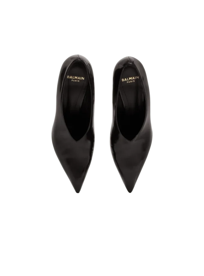 Glänzende Pumps aus Lammleder mit Keilabsatz