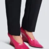 Glänzende Pumps aus Lammleder mit Keilabsatz