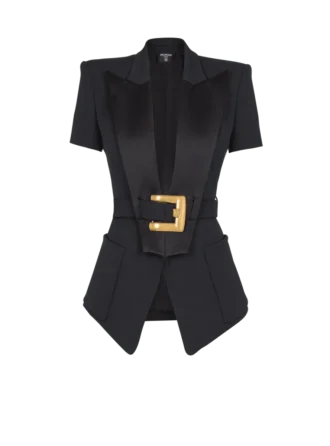 Grain de Poudre-Jacke mit Gürtel-Detail