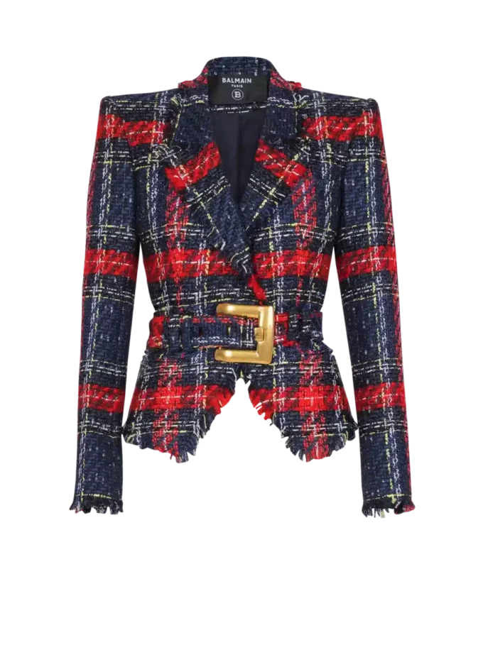 Gürteljacke aus kariertem Tweed Gürteljacke aus kariertem Tweed