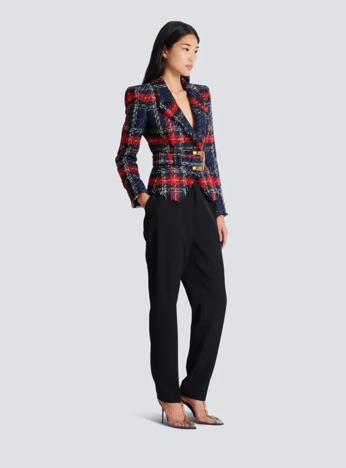 Gürteljacke aus kariertem Tweed Gürteljacke aus kariertem Tweed