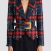 Gürteljacke aus kariertem Tweed Gürteljacke aus kariertem Tweed
