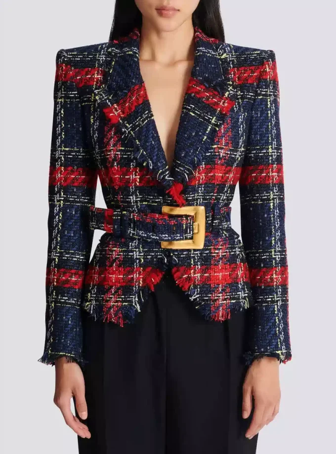 Gürteljacke aus kariertem Tweed Gürteljacke aus kariertem Tweed