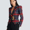 Gürteljacke aus kariertem Tweed Gürteljacke aus kariertem Tweed
