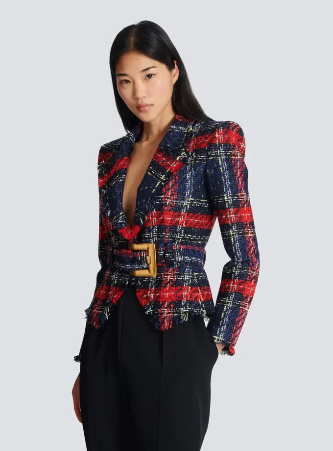 Gürteljacke aus kariertem Tweed Gürteljacke aus kariertem Tweed