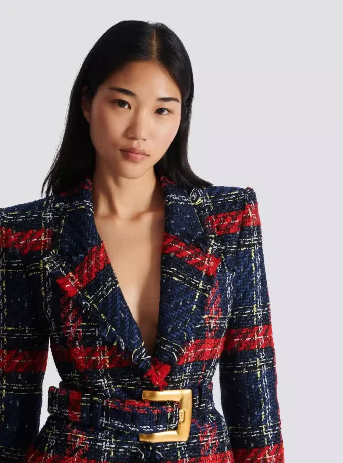 Gürteljacke aus kariertem Tweed Gürteljacke aus kariertem Tweed