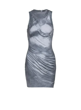 Halterneck-Kleid mit Trompe-l’œil-Strassverzierung