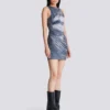 Halterneck-Kleid mit Trompe-l’œil-Strassverzierung Halterneck-Kleid mit Trompe-l’œil-Strassverzierung
