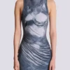 Halterneck-Kleid mit Trompe-l’œil-Strassverzierung Halterneck-Kleid mit Trompe-l’œil-Strassverzierung
