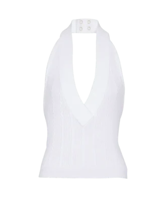 Halterneck-Top mit Zopfmuster