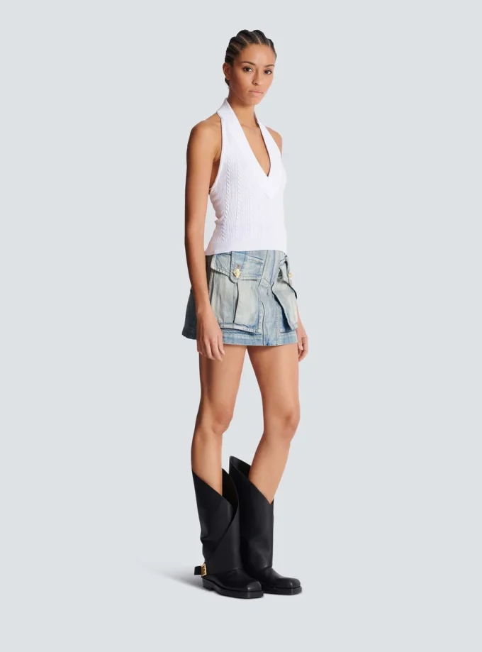 Halterneck-Top mit Zopfmuster Halterneck-Top mit Zopfmuster