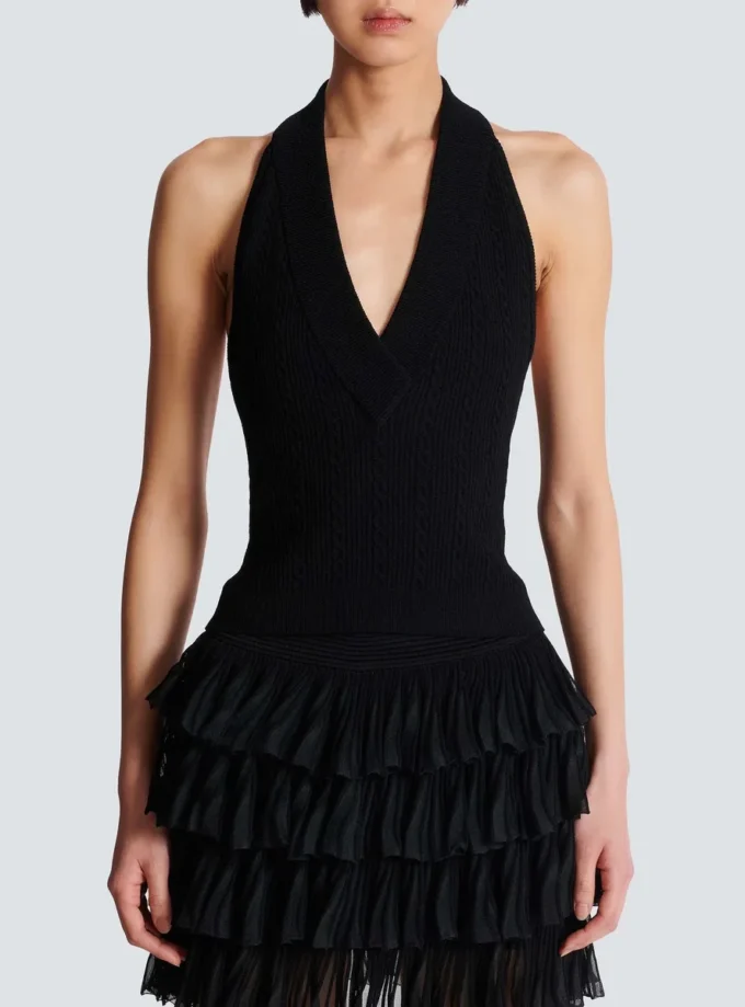 Halterneck-Top mit Zopfmuster Halterneck-Top mit Zopfmuster