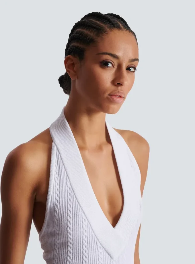 Halterneck-Top mit Zopfmuster Halterneck-Top mit Zopfmuster