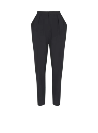 Hoch taillierte Hose mit Grain-de-Poudre-Muster