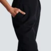Hoch taillierte Hose mit Grain-de-Poudre-Muster
