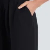 Hoch taillierte Hose mit Grain-de-Poudre-Muster