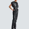 Hoch taillierte Kunstlederhose